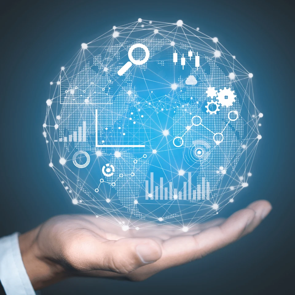 Business data and connected services represented digitally