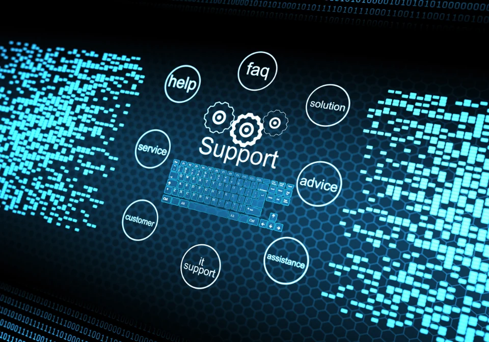 Connected support services represented on a digital screen